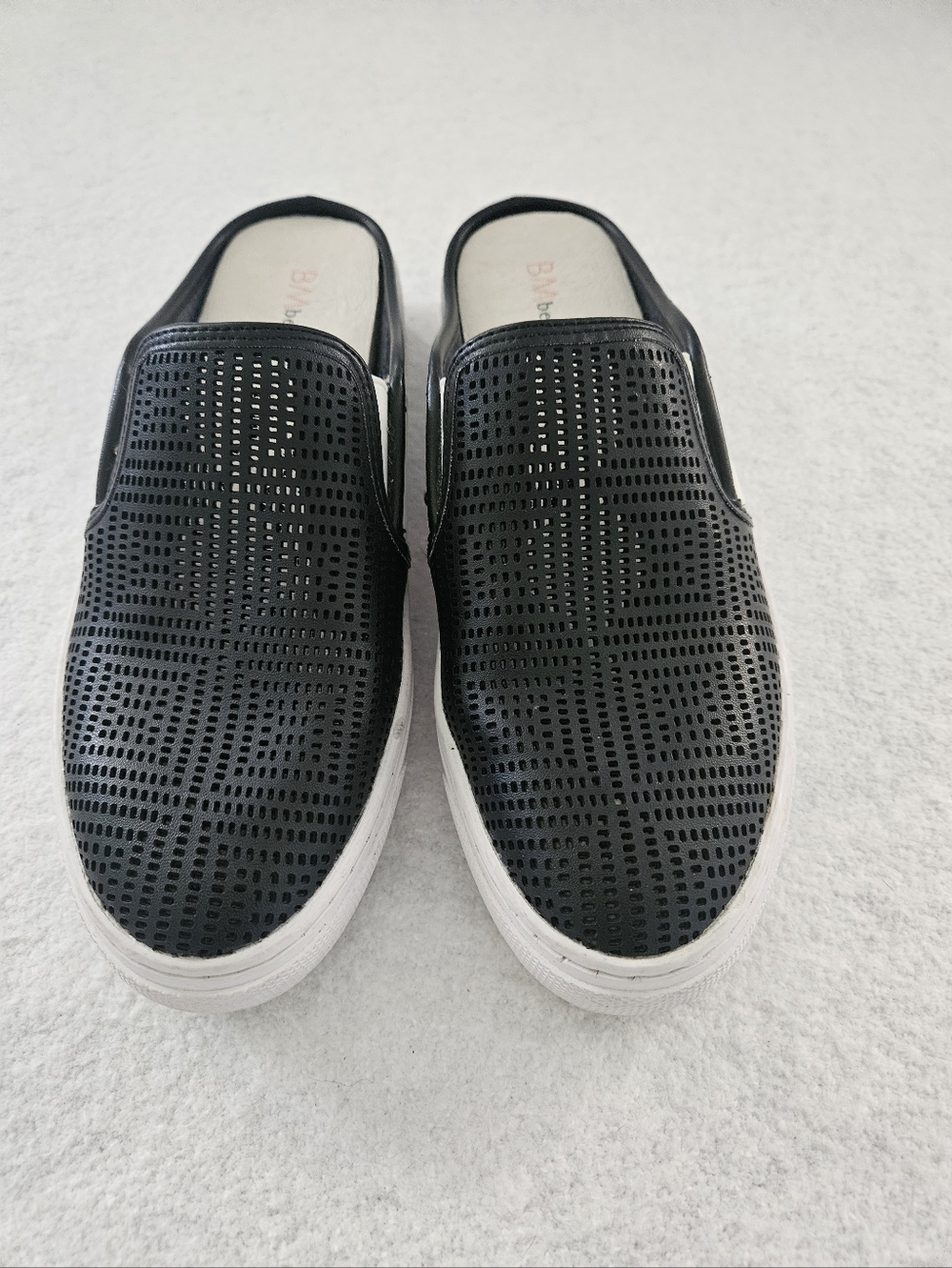 Bernie Mev Black Perforated Slip-On  Mules Size EU38/8US Women's